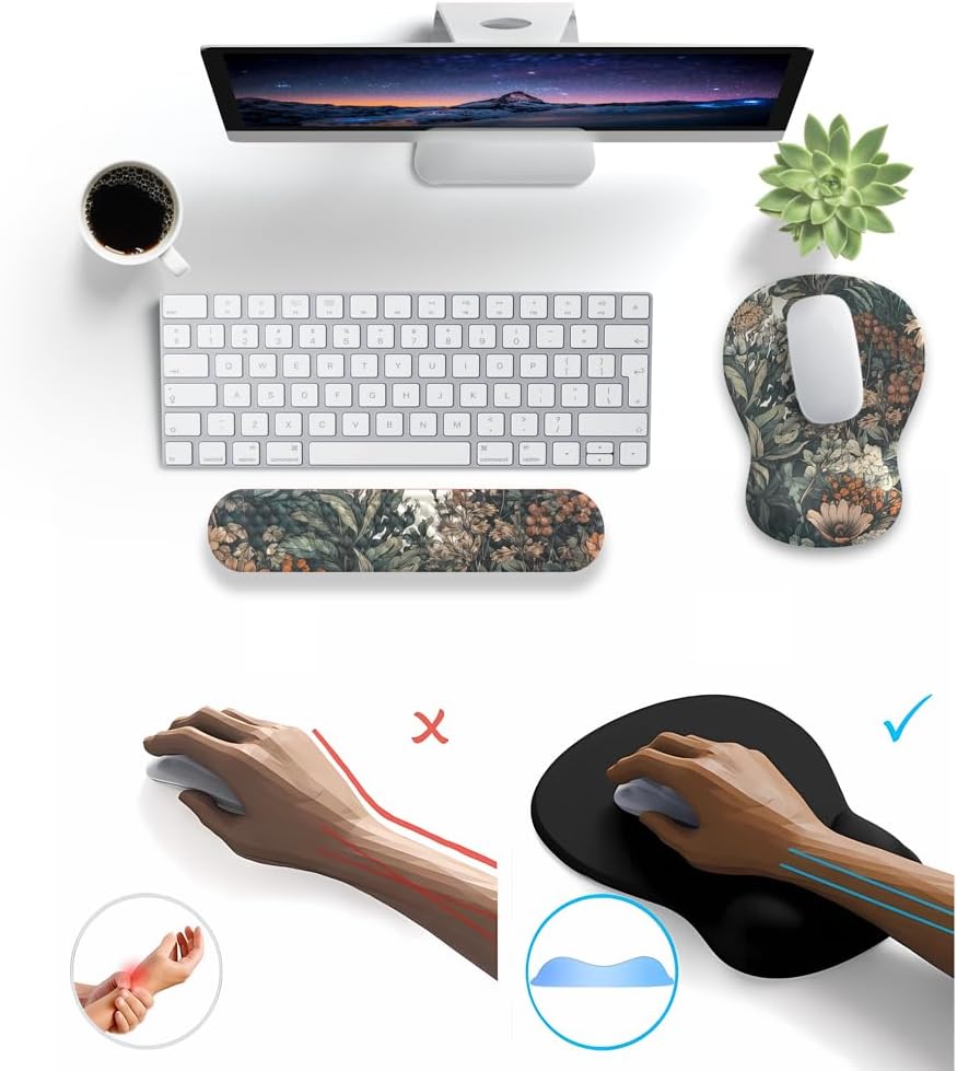 Ghost Book Mousepad with Wrist Rest Halloween Computer Keyboard Mouse Pad Black Cute, Mouse Pad with Wrist Rest for Computer Keyboard, 2 In1 Mousepad with Wrist Support Easy Typing&Relieve Wrist Pai