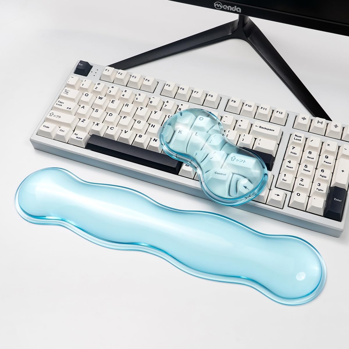 Clear Gel Wrist Rest for Keyboard and Mouse, Green Silicone Mouse Wrist Rest Set, Cute Ergonomic Wrist Rest for Keyboard 60%/75%(Green)