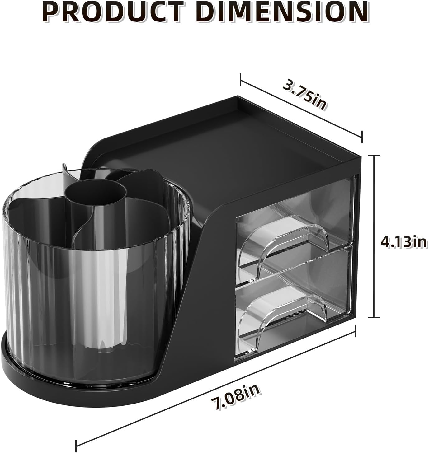 Marbrasse Desk Organizer with 2 Drawer, 360°Rotating Pen Holder, Desk Organizers and Accessories with 6 Slots Pencil Organizer + 2 Drawer, Art Supply Storage Box Caddy for Office (White)