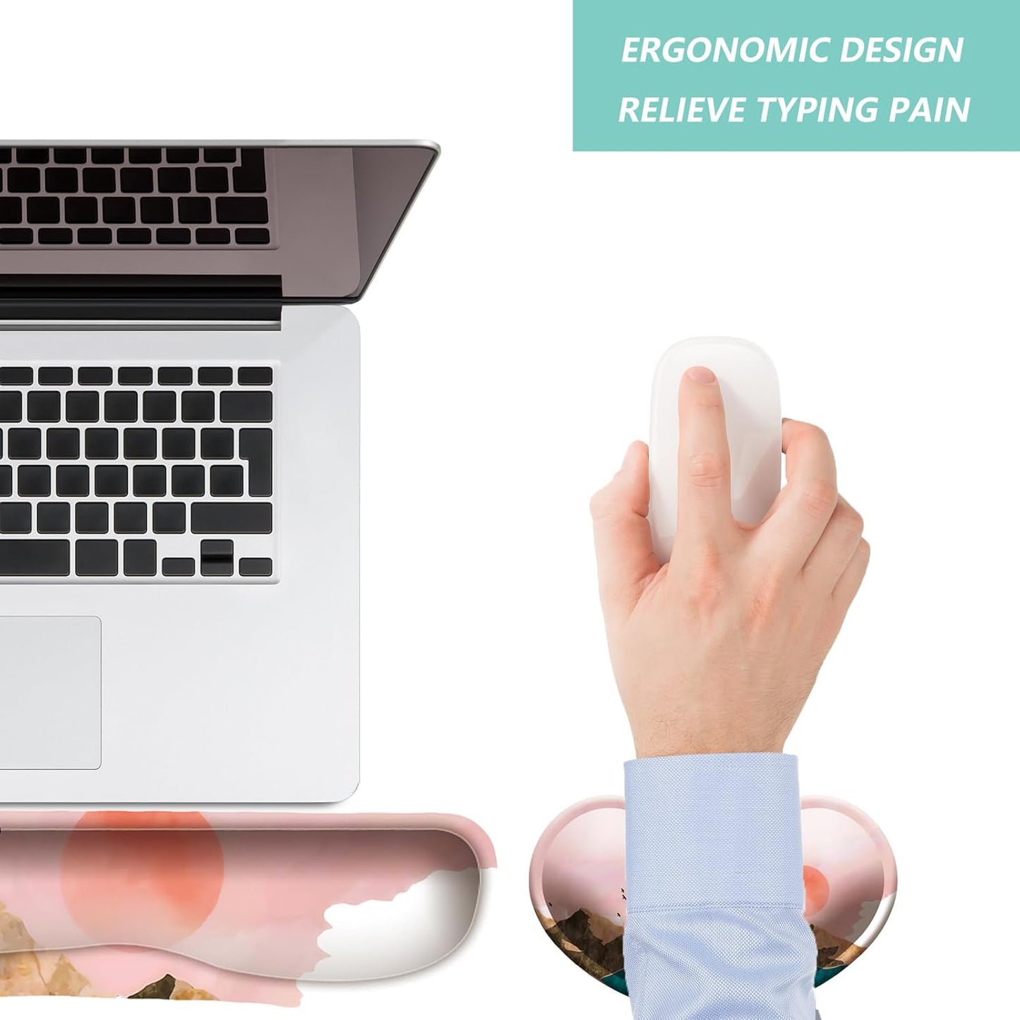 Keyboard Wrist Rest Mouse Wrist Support Set, Memory Foam Wrist Rest Pad for Computer Laptop Keyboard Mouse, Ergonomic Wrist Cushion Support for Typing Pain Relief, Gaming Home Office, Purple
