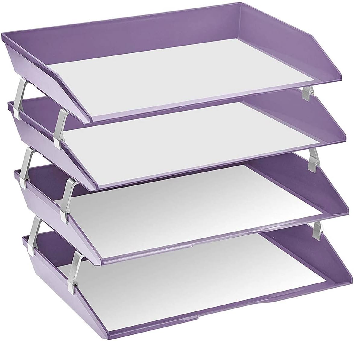 Acrimet 3 Tier Paper Letter Tray Side Load Letter Size, Office Desk File Document Organizer Plastic (Clear Crystal Color)