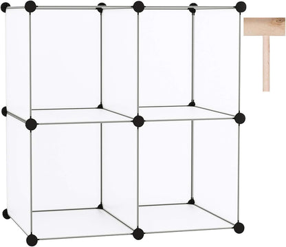 C&AHOME Cube Storage Organizer, 4-Cube Shelves Units, Closet Cabinet, DIY Plastic Modular Book Shelf Ideal for Bedroom, Living Room, Office, 24.8" L x 12.4" W x 24.8" H Milky UPCS04M