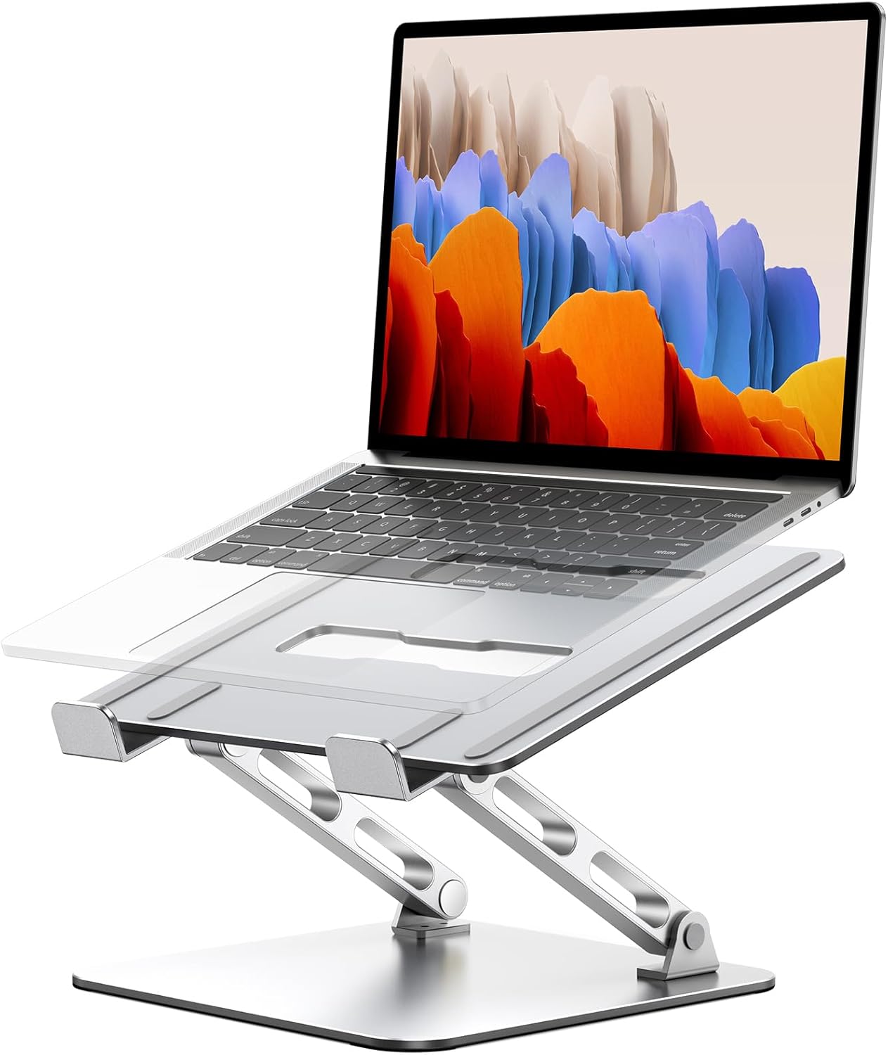 RIWUCT 360° Rotatable Laptop Stand for Desk Adjustable Height, Ergonomic Laptop Riser Holder with Dual-bar Support, Portable Computer Notebook Stand for MacBook Air Pro, Dell XPS, HP (10-16")