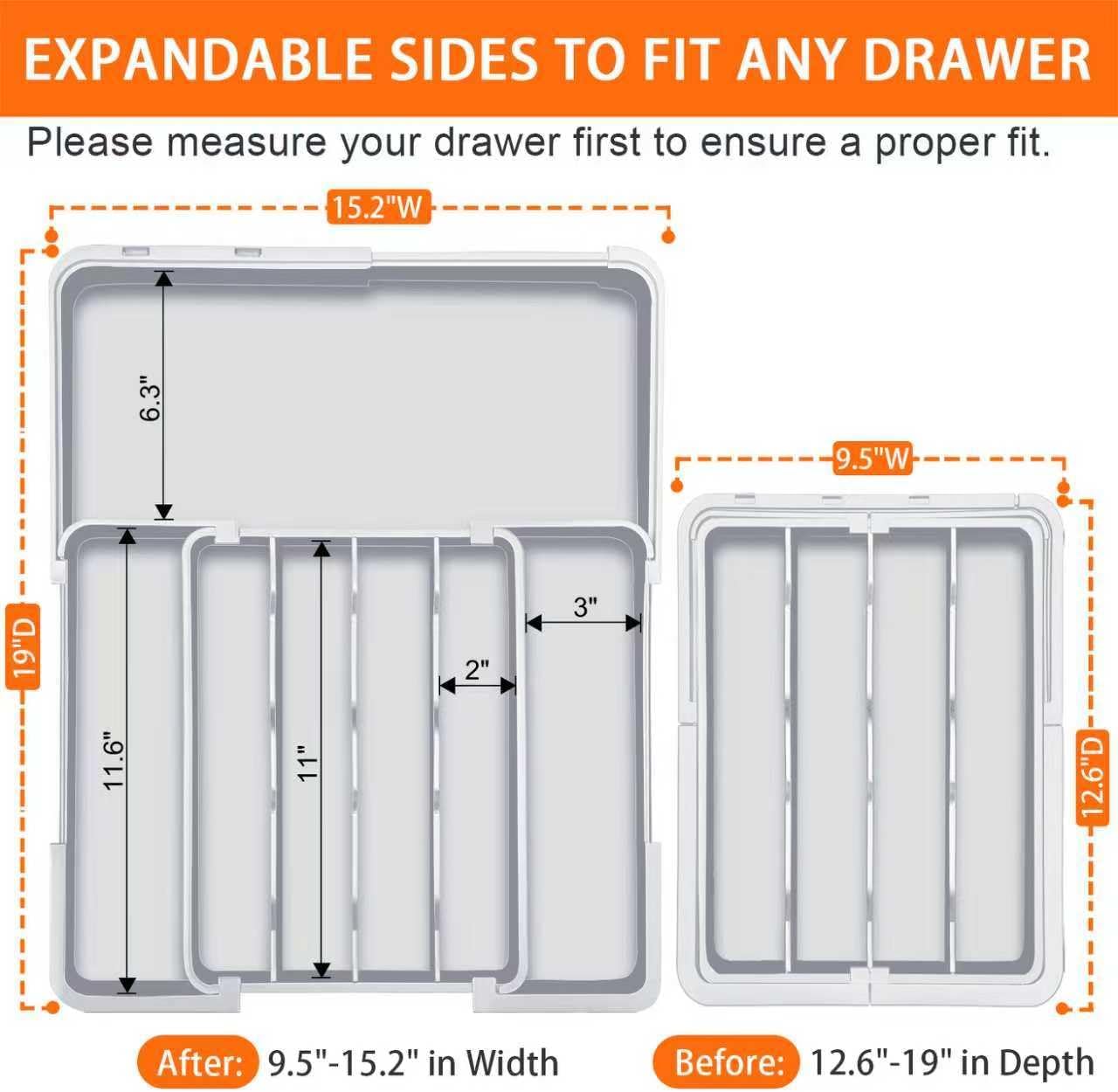Spaclear Silverware Organizer - Expandable Kitchen Drawer Organizer, Utensil Drawer Organizer, Adjustable Plastic Flatware and Cutlery Holder, Kitchen Organizers Storage for Forks Knives, Black