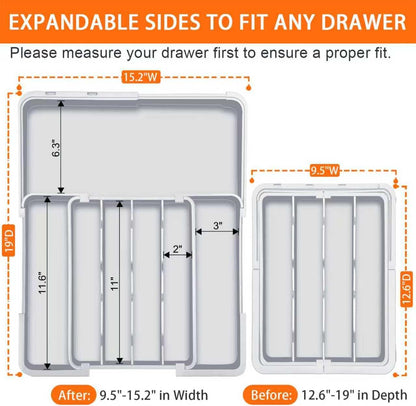 Spaclear Silverware Organizer - Expandable Kitchen Drawer Organizer, Utensil Drawer Organizer, Adjustable Plastic Flatware and Cutlery Holder, Kitchen Organizers Storage for Forks Knives, Black