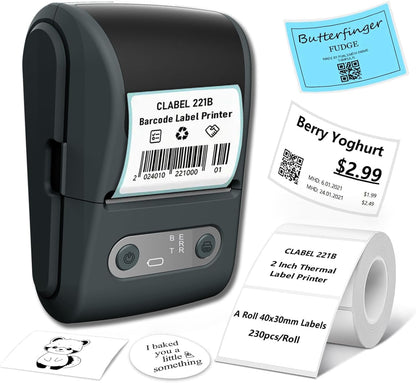 Label Maker with Tape, Label Printer for Business, Sticker Printer- Compatible with 12-57mm Width Labels, Wireless Connectivity, High-Speed Printing, 1200mAh Battery for Office & Home (White)