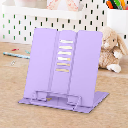 Honagu Small Book Stand Book Holder Metal Desk Stand for Reading Hands Free, Adjustable Cookbook Documents Holder, Portable for Music Books, Textbook, Recipe, Tablet, Ipad, Great Gifts (White)