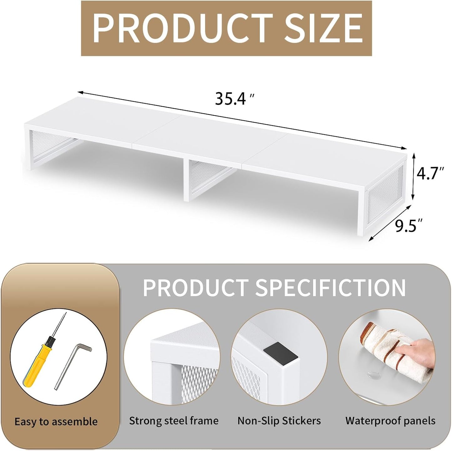 Dual Computer Monitor Stand Riser, Desk Organizers and Accessories, Printer & TV Stand, Desk Shelf, Office Desk Accessories & Desktop Workspace Organizer for Office Supplies, Black