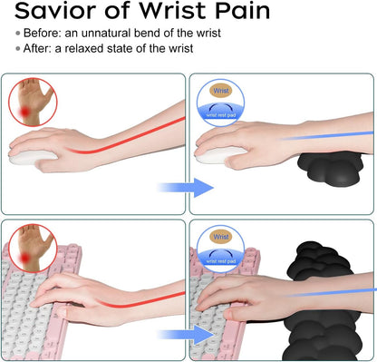 JIKIOU Upgrade Leather Cloud Keyboard Wrist Rest, Cloud Wrist Rest with Non-Slip PU Base, Comfortable Memory Foam Wrist Rest for Computer Laptop Mac Gaming Office and Pain Relief Christmas Wish Gift