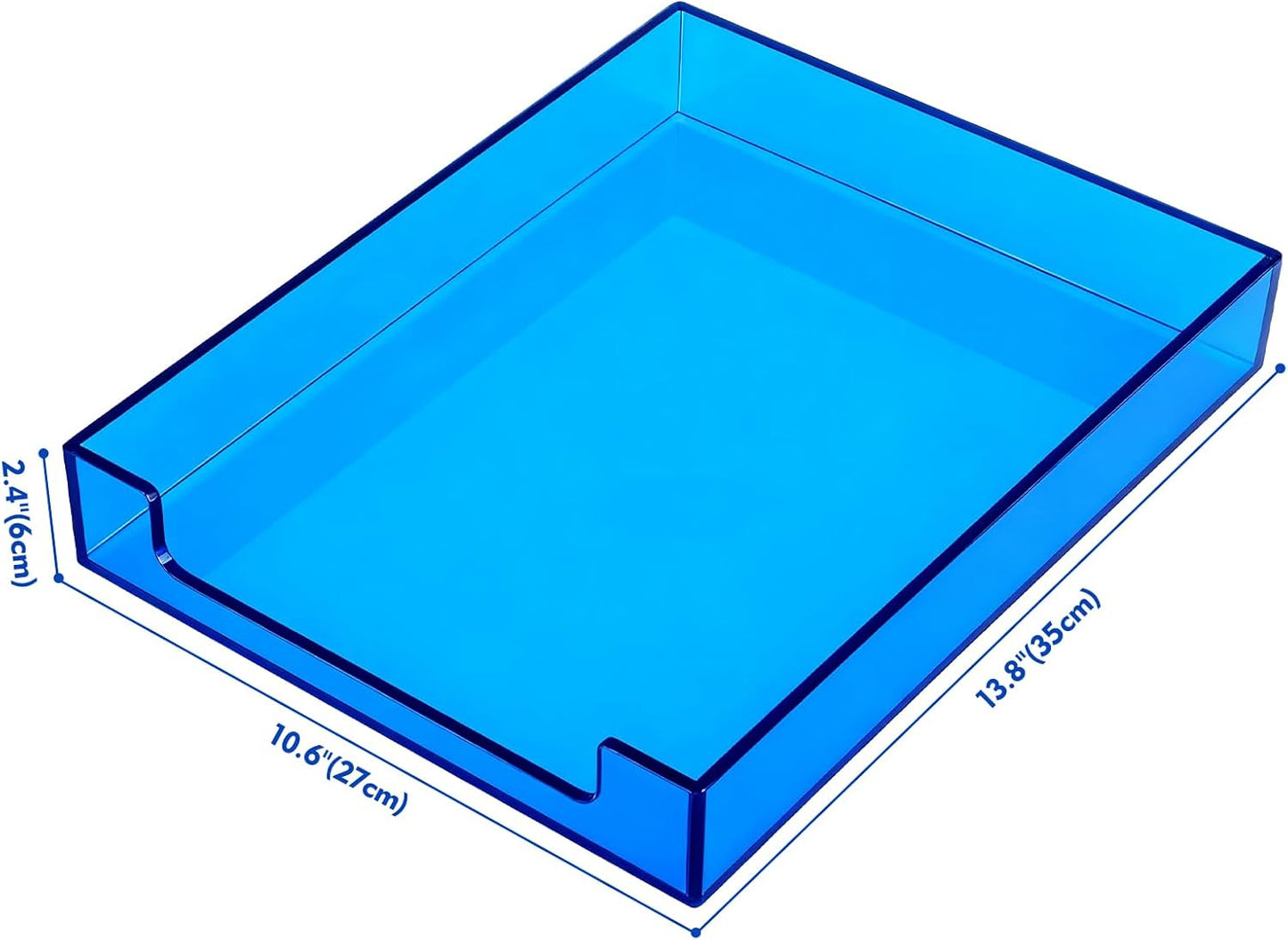 Paper Tray Acrylic File Organizer for Desk Letter Tray Desk Organizer Document Holder Sorter Storage for A4 Office Supplies Magazines, 13.8x10.6x2.4 Inches, Neon Pink