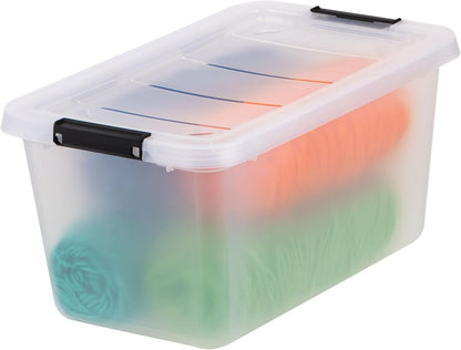 IRIS USA 18 QT Clear Storage Organizer with Removable Dividers, Stackable Plastic Storage Box with Lid, Modular Container for Crafts, Tools, Office & Pantry Organization