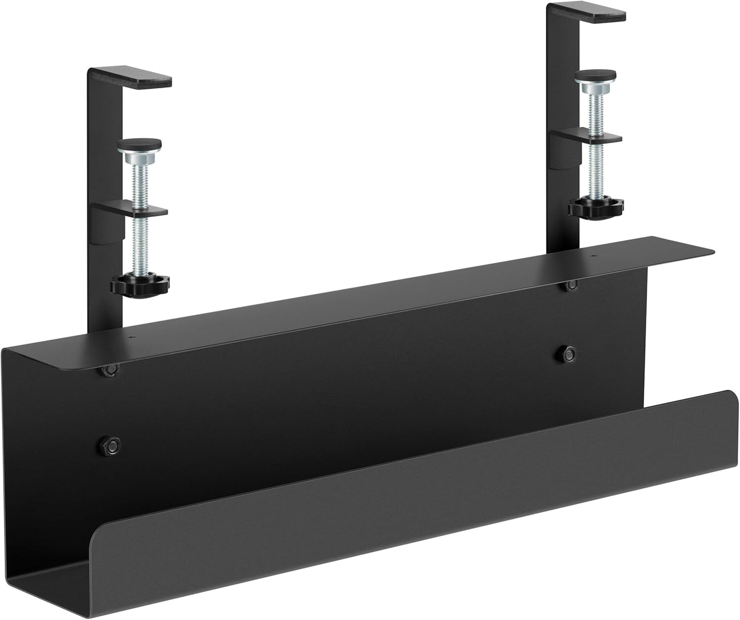 ZhiYo 16.5 Inch Sturdy Under Desk Cable Management Tray, Metal Cable Tray Under Desk, Black Table Management Basket, Wire Hider 1 Pack
