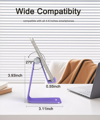 Cell Phone Stand for Desk- Adjustable Phone Stand Holder, Cradle, Dock, Desktop Stand for iPhone 17 16, 15, 14, Plus, Pro, Pro Max, 13 12 X XS,4-8" Phones, Office Accessories (Rose Gold)
