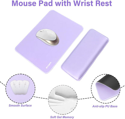MOSISO Computer Keyboard Stand&Wrist Rest Support for Keyboard and Mouse, Large Rectangular Ergonomic Wrist Rest Mouse Pad Set, Pain Relief Easy Typing Non-Slip Cushion Pad for Home/Office, Apricot