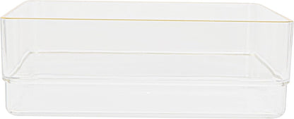 Martha Stewart Kerry Plastic Stackable Office Desk Drawer Organizers, 6" x 3", 6 Pack, with Gold Trim