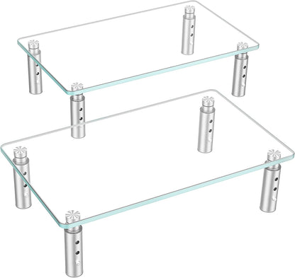 Hemudu Monitor Stand -3 Adjustable Height Monitor Riser, Computer Monitor Stand, Desktop Organizer, Monitor Stand Riser for PC, Computer, Laptop Clear