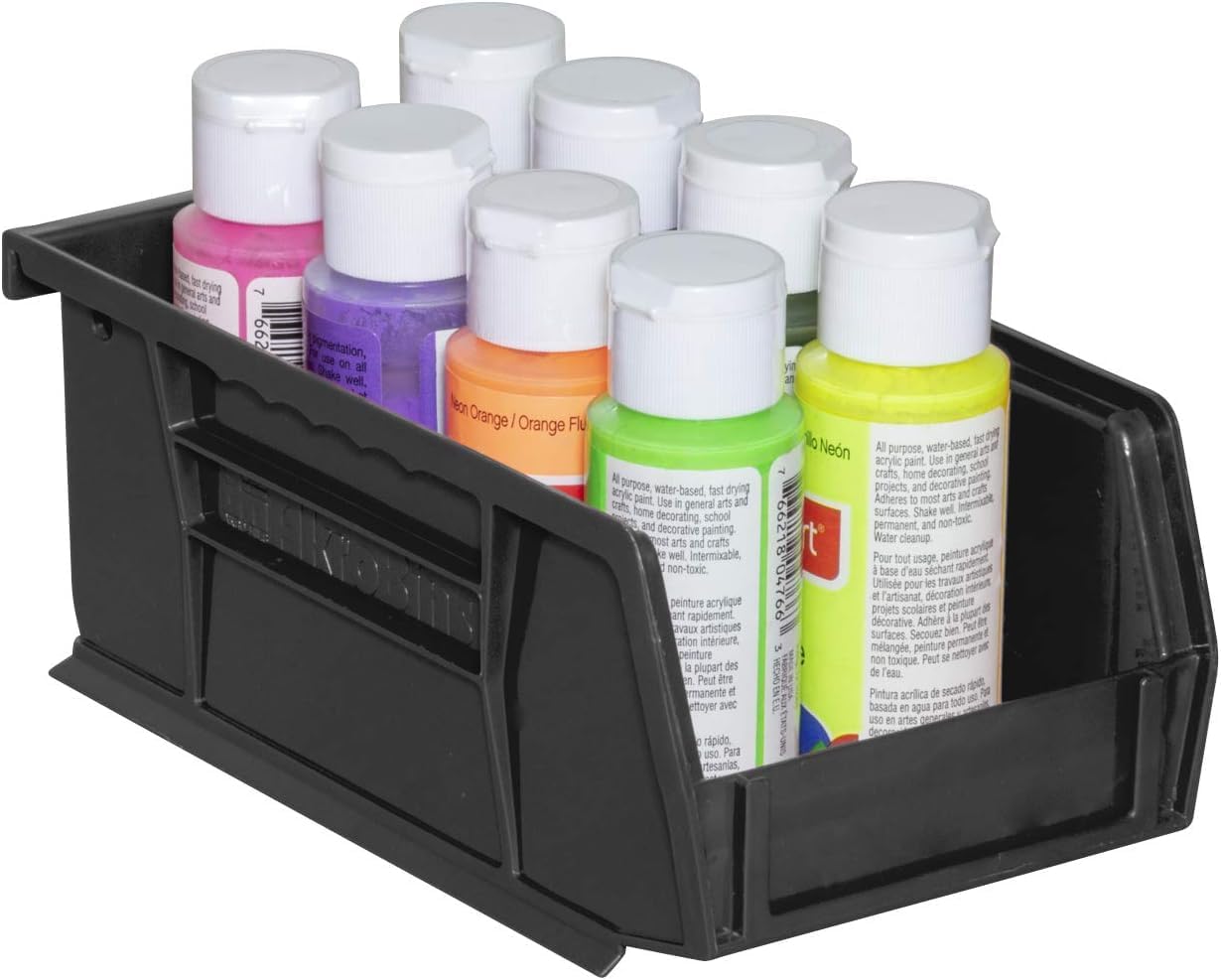 Akro-Mils 30220 AkroBins Plastic Storage Bins, Space-Saving Stackable Bins for Garage, Pantry, Craft Organization, 7" x 4" x 3", Yellow, 24-Pack