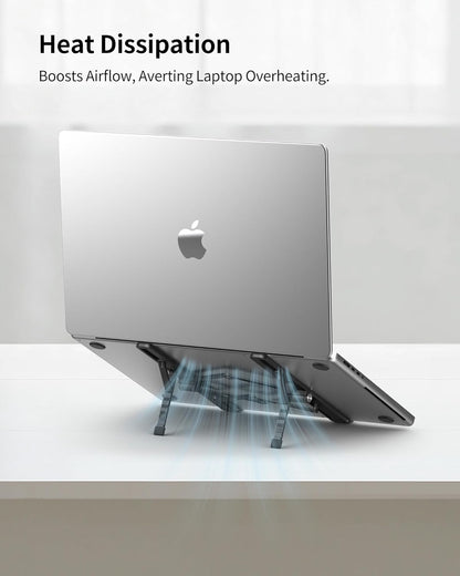 SODI [Ultra Compact] Foldable & Portable Laptop Stand for Desk, Lightweight Tablet Stand for Business Travel, Library, Cafe, 6 Level Height Ergonomic Aluminum Computer Holder for 10-16" Laptops