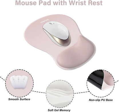 MOSISO Wrist Rest Support for Mouse Pad&Keyboard Set, Ergonomic Mousepad with Concave Curved Memory Foam, Non-Slip Base Pain Relief Comfortable Rectangular Easy Typing Pad for Home/Office, Brown
