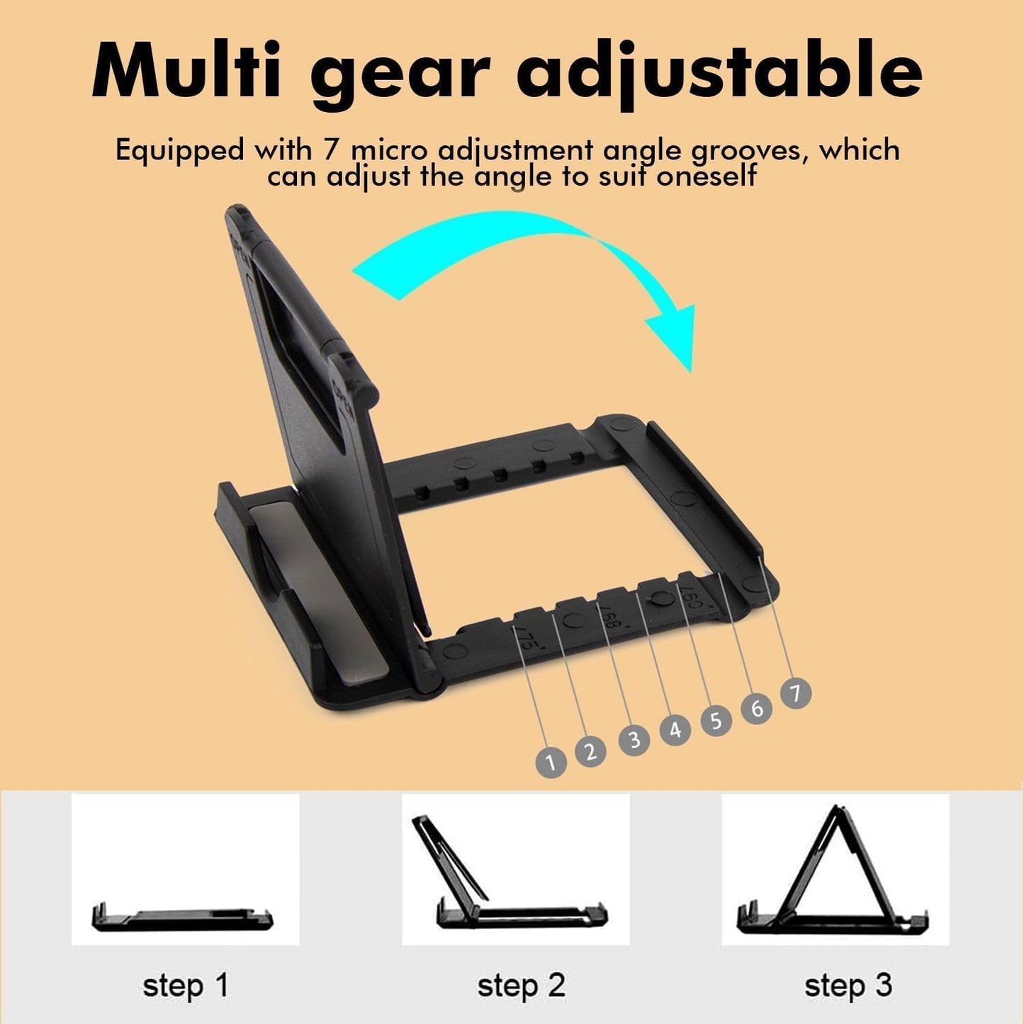 Portable Cell Phone Stand Holder for Desk, 【2 Pack】 Foldable Pocket-Sized Adjustable Mount, Universal Desktop Kickstand Compatible with iPhone, iPad, Kindle & Android Devices - White & White