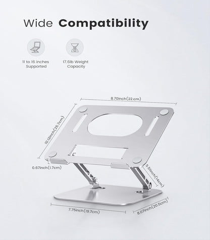 Adjustable Laptop Stand for Desk, Aluminum Portable Laptop Stand, Lightweight 500g, Foldable Ergonomic Computer Notebook stand Holder for 11-16" MacBook Air Pro, Dell XPS,HP Computer Notebook, Black