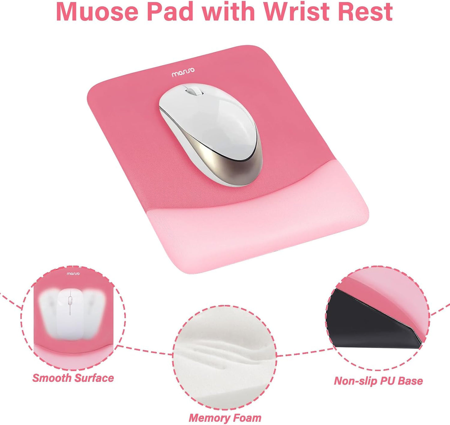 MOSISO Wrist Rest Support for Mouse Pad&Keyboard Set, Rectangular Ergonomic Mousepad Non-Slip Base Home/Office Pain Relief&Easy Typing Pad with Neoprene Cloth&Raised Silicone Lining, Green