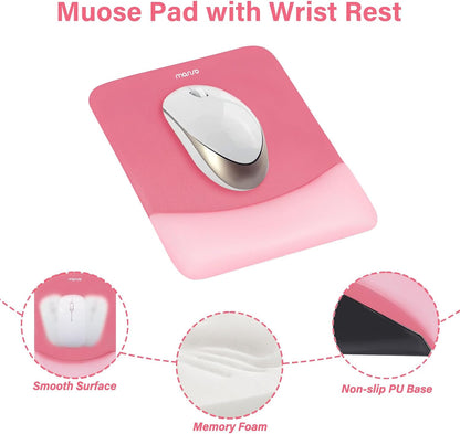 MOSISO Wrist Rest Support for Mouse Pad&Keyboard Set, Rectangular Ergonomic Mousepad Non-Slip Base Home/Office Pain Relief&Easy Typing Pad with Neoprene Cloth&Raised Silicone Lining, Green