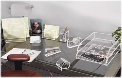 Kantek Clear Acrylic File Sorter/Desk Organizer, Multiple compartments, 2 Large File Sections, 10.5" x 7.5" x 6.7", Fits on any 10.5" Tray, Office Organizer, Desk Accessory
