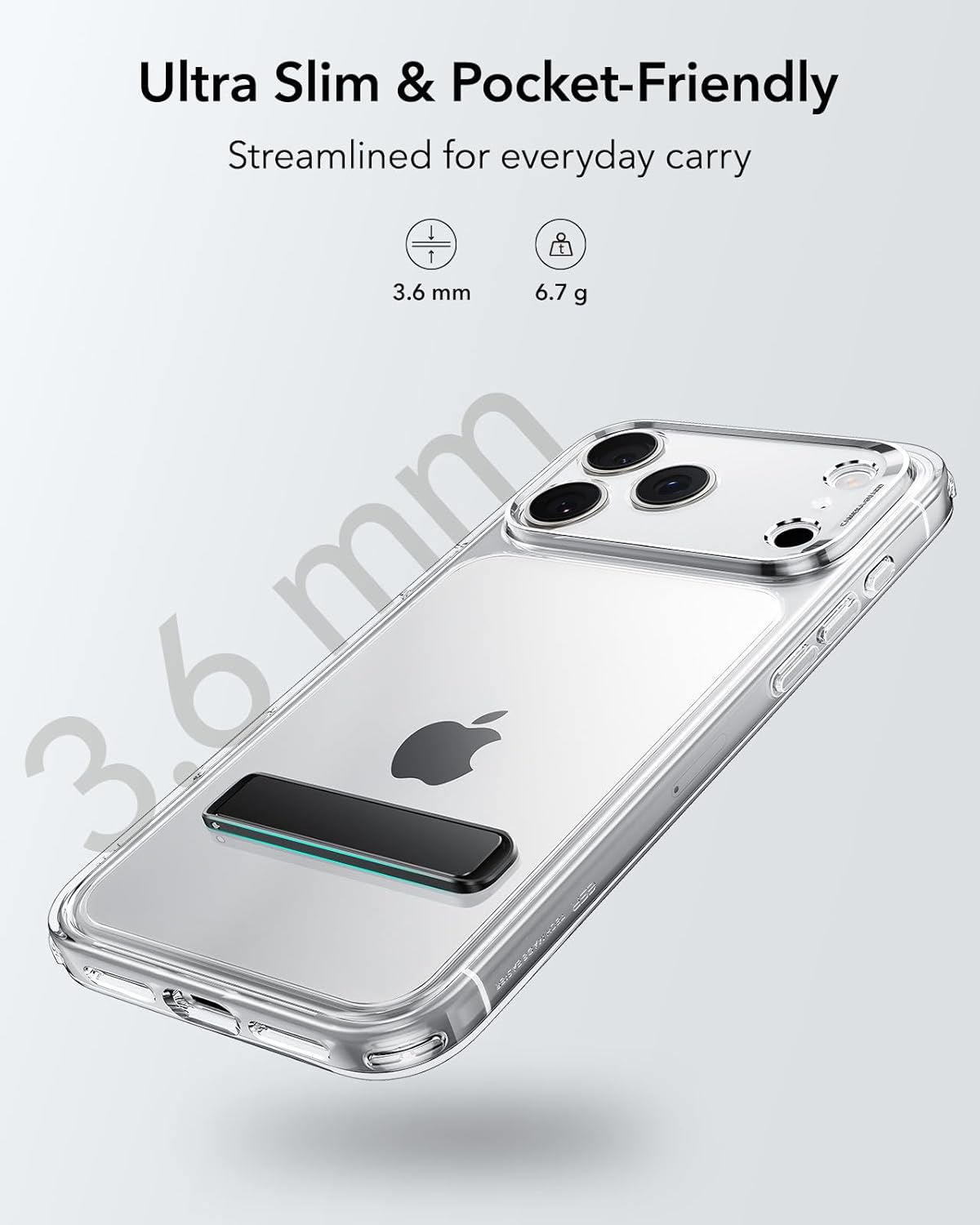ESR Boost Phone Kickstand, Vertical and Horizontal Stand, Adjustable Angle, Compatible with iPhone Air 17 Pro Max, iPhone 17e/16/15/14/13/12, Samsung Galaxy S26/S25/S24/S23 Series, Google, Black