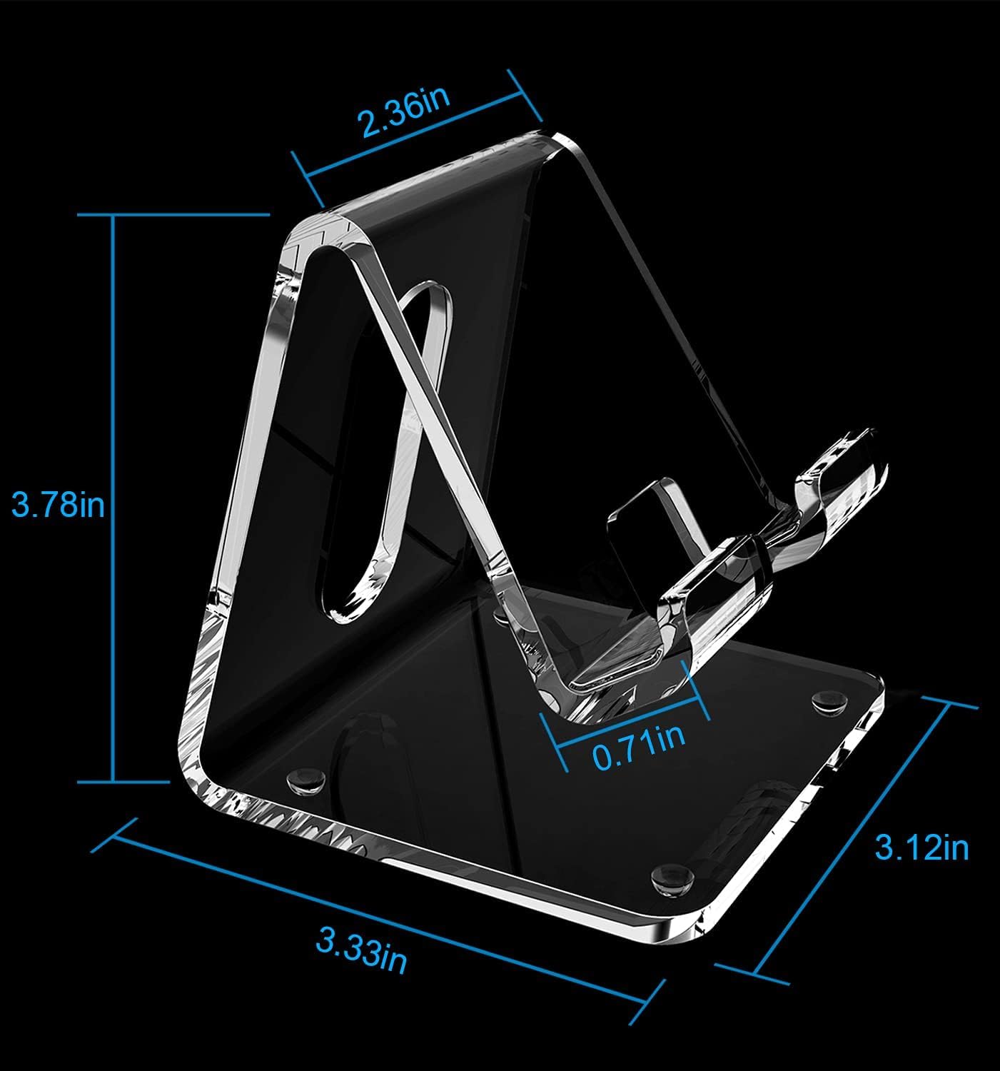 Crpich Acrylic Cell Phone Stand, Portable Clear Phone Stand for Desk, Compatible with Phone16 15 14 13 Pro Max Mini 12 11 Plus SE, Switch, Android Smartphone, Pad, Tablet, Desk Accessories