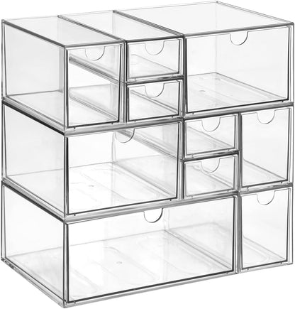 Desk Organizer with Drawers, Stackable Plastic Storage Drawers for Makeup or Desk Organization, Cabinets for Office Dressing Countertop Bathroom Bedroom (6 Packs)