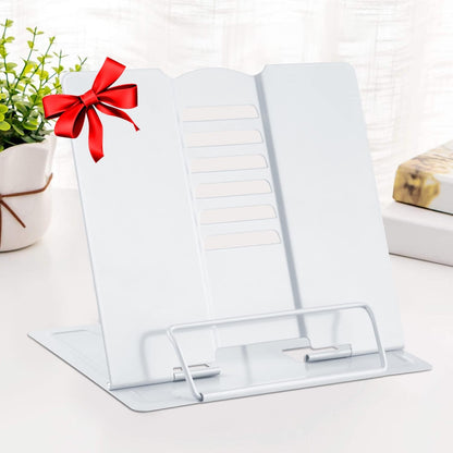 MSDADA Desk Book Stand Metal Reading Rest Book Holder Adjustable Cookbook Documents Holder for Recipes Textbooks Tablet Music Books, Mom Gifts, Gifts for Grandma Mom Mothers Day(Light Purple)