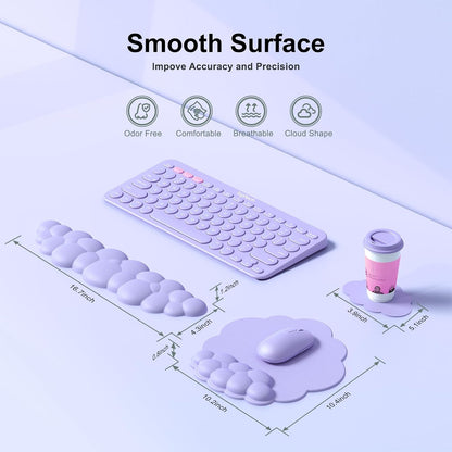 MOKURU Cloud Mouse Pad with Wrist Rest, Cloud Keyboard Wrist Rest, Mouse Pad Wrist Support, Ergonomic Keyboard Mouse Wrist Support White