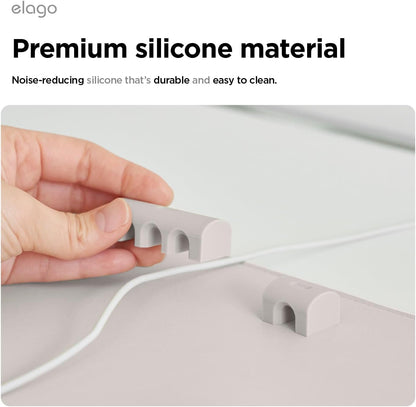 elago Magnetic Cable Management Organize 4 Cables, Powerful Magnets, Wire Holder Keeper Organizer Phone Home Office Desk Compatible with Magnetic Pad (1 Slot +3 Slot Set)[Stone]
