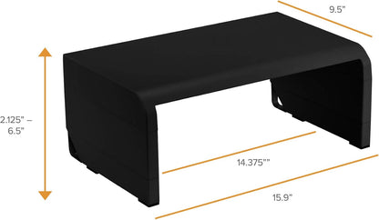 Bostitch Office Konnect Adjustable Monitor Stand Riser, 4 Height Adjustments, Built-In Cable Management, Rubber Feet - Black