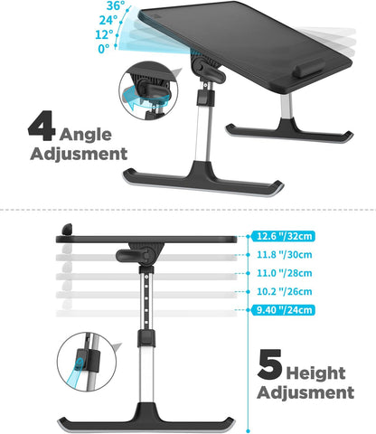 SAIJI Book Stand for Reading Hands Free with Page Paper Clips in Bed,Laptop Desk Table, Portable Lightweight Lap Desk Tray for Writing Eating Breakfast on Couch Sofa Floor (20.5"x11.8",Black)