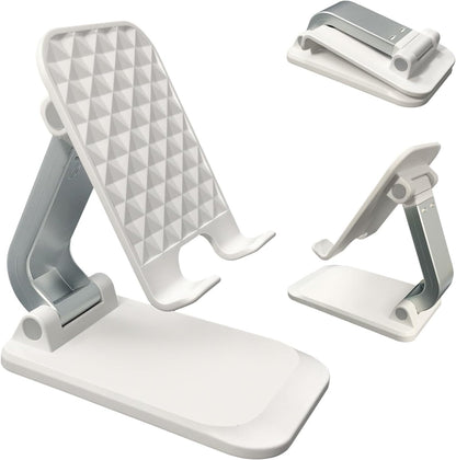 POQOD 2 Pack Cell Phone Stand, Foldable Phone Holder for Desk Compatible with Phone 15 14 13 12 11 Pro Xs Xs Max Xr X 8, Nintendo Switch, All Phones, Black & White