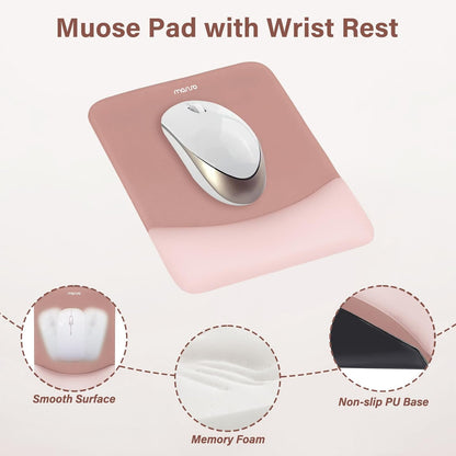 MOSISO Wrist Rest Support for Mouse Pad&Keyboard Set, Rectangular Ergonomic Mousepad Non-Slip Base Home/Office Pain Relief&Easy Typing Pad with Neoprene Cloth&Raised Silicone Lining, Green