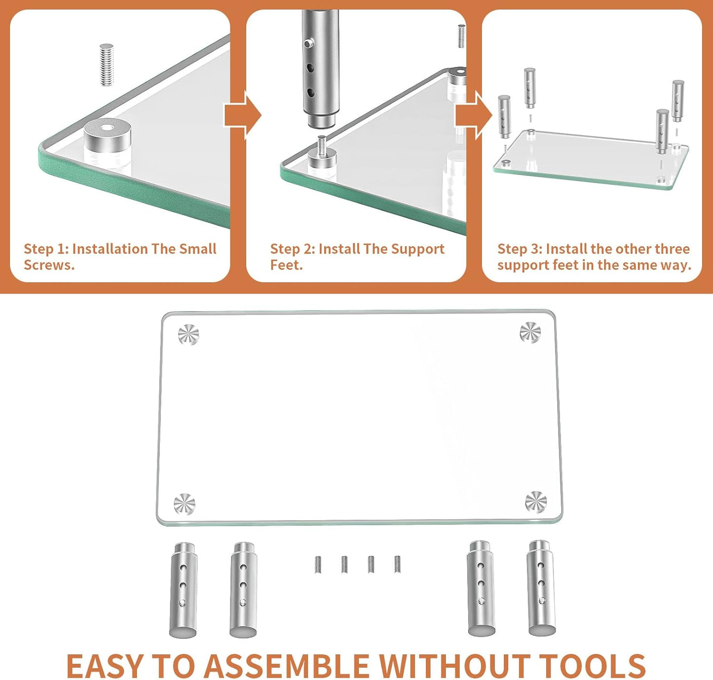 Hemudu Monitor Stand -3 Adjustable Height Monitor Riser, Computer Monitor Stand, Desktop Organizer, Monitor Stand Riser for PC, Computer, Laptop Clear