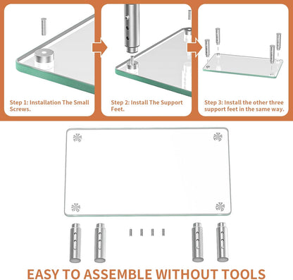 Hemudu Monitor Stand -3 Adjustable Height Monitor Riser, Computer Monitor Stand, Desktop Organizer, Monitor Stand Riser for PC, Computer, Laptop Clear