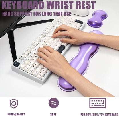 Clear Gel Wrist Rest for Keyboard and Mouse, Green Silicone Mouse Wrist Rest Set, Cute Ergonomic Wrist Rest for Keyboard 60%/75%(Green)