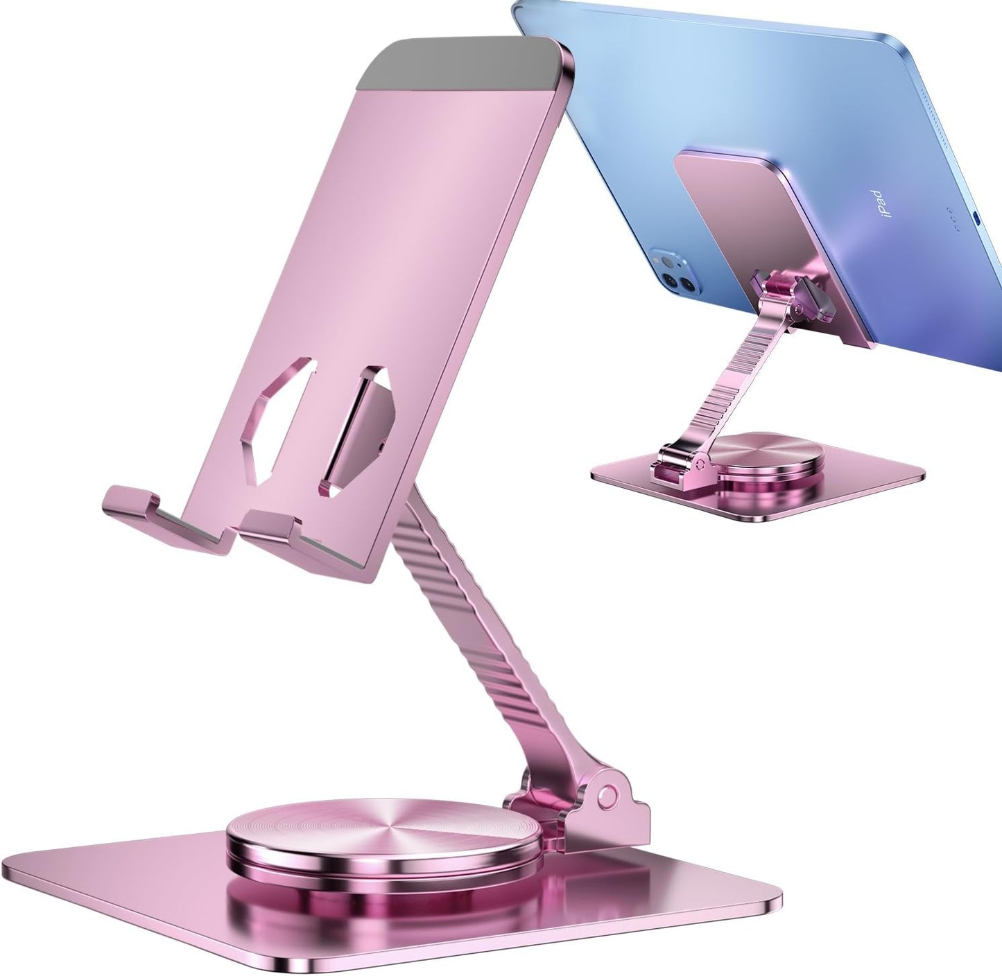360 Rotatable Foldable Phone Stand for Desk,Fully Adjustable Desktop Phone Holder Cradle Dock Compatible with iPhone 17 16 15 14 13 12 11 Pro Max,Tablets,All Phones(Pink)
