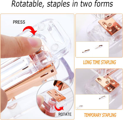Office Desk Accessories, Acrylic Stapler, Staple Remover, Tape Holder, Pen Holder, Ballpoint Pen, Scissor, Binder Clips, 1000pcs Staples, Phone Holder, Ruler, Transparent Glue and 300 Notes