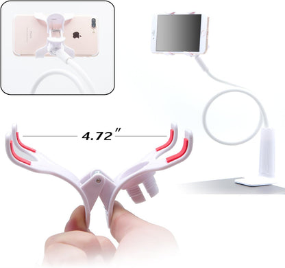 Cell Phone Holder, Universal Lazy Bracket Mobile Phone Stand, Flexible Gooseneck Long Arm Clip (White)