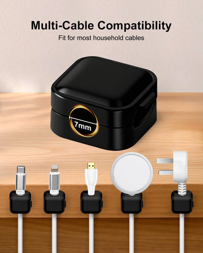 Art3d 8 Pack Magnetic Cable Clips, White Cable Management Accessories, Cord Smooth Adjustable & Adhesive Backing Cord Organizer for Office Home Organization, Desk, Wall, Nightstand, Phone, Car