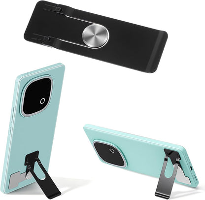 Slim Phone Kickstand, Adjustable Angle Ultra Thin Vertical and Horizontal 360° Rotating Universal Stainless Steel Metal Stable Stand, Metal Phone Grip Compatible with Most Smartphones(Black)