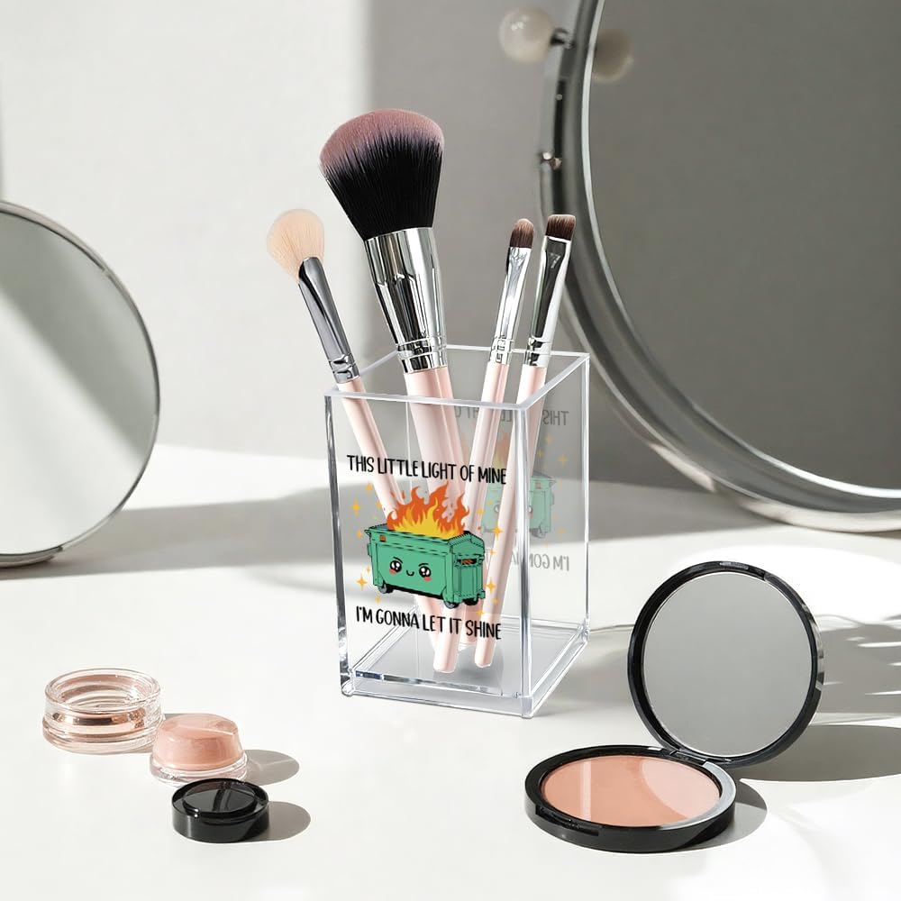 Everything is Figureoutable Acrylic Cosmetic Pencil Pen Holder Cup, Emotional Dumpster Fire Pencil Pen Holder Cup, Therapy Gifts, Mental Health Gifts for Women Colleague Boss Teacher