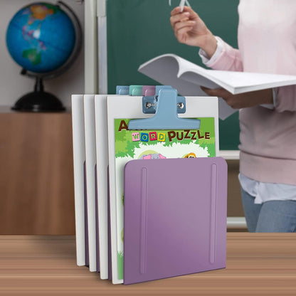 Acrimet 4-Section Vertical Metal File Sorter, Desktop File Organizer for Papers, Folders & Documents, Space-Saving Office Organizer, Purple