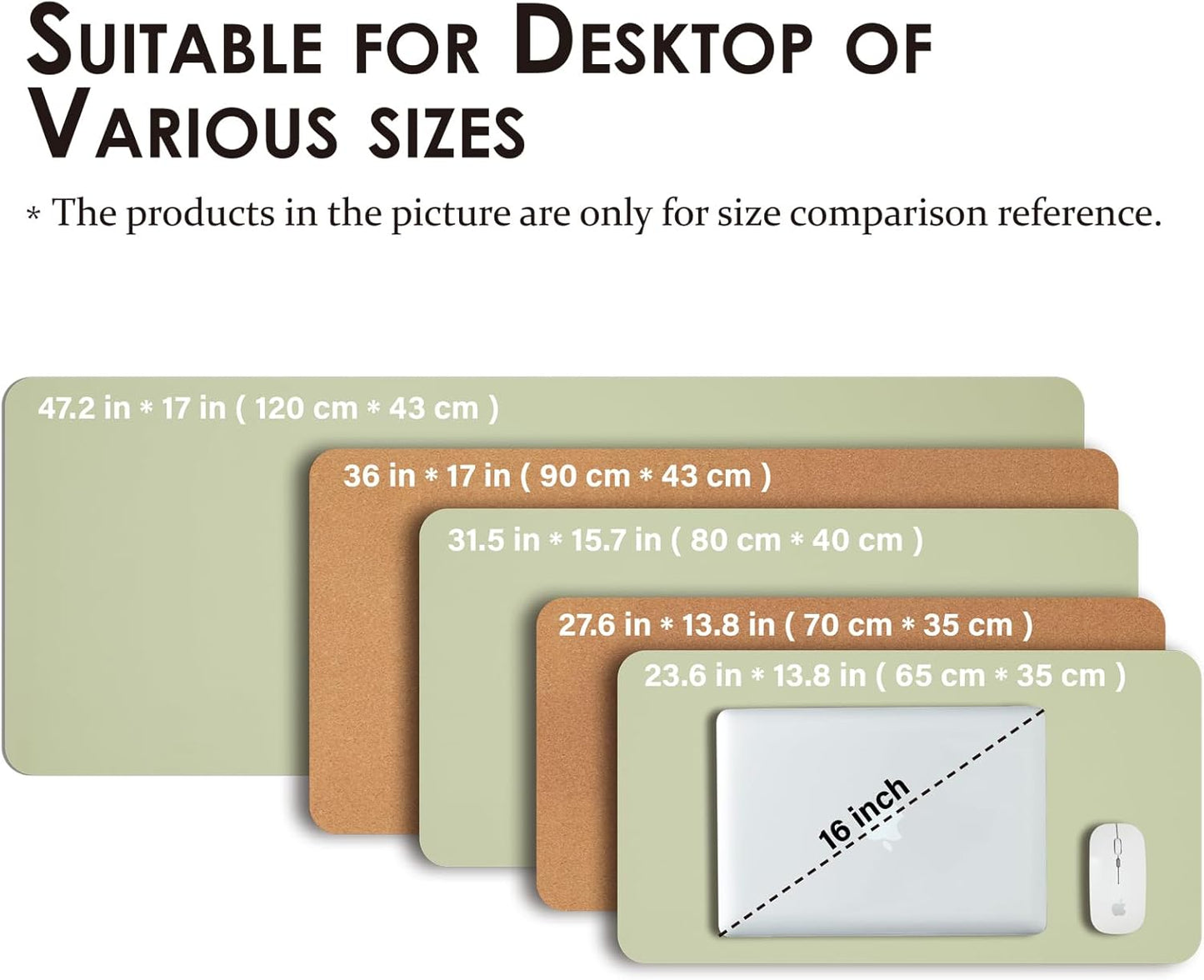 Cork Desk Mat - Dual-Sided Desk Pad for Office and Home - Desk Organization and Accessories - Ideal for Large Mouse Pad and Desk Mats on Top of Desks(Dark Green,90cmx 43cm)