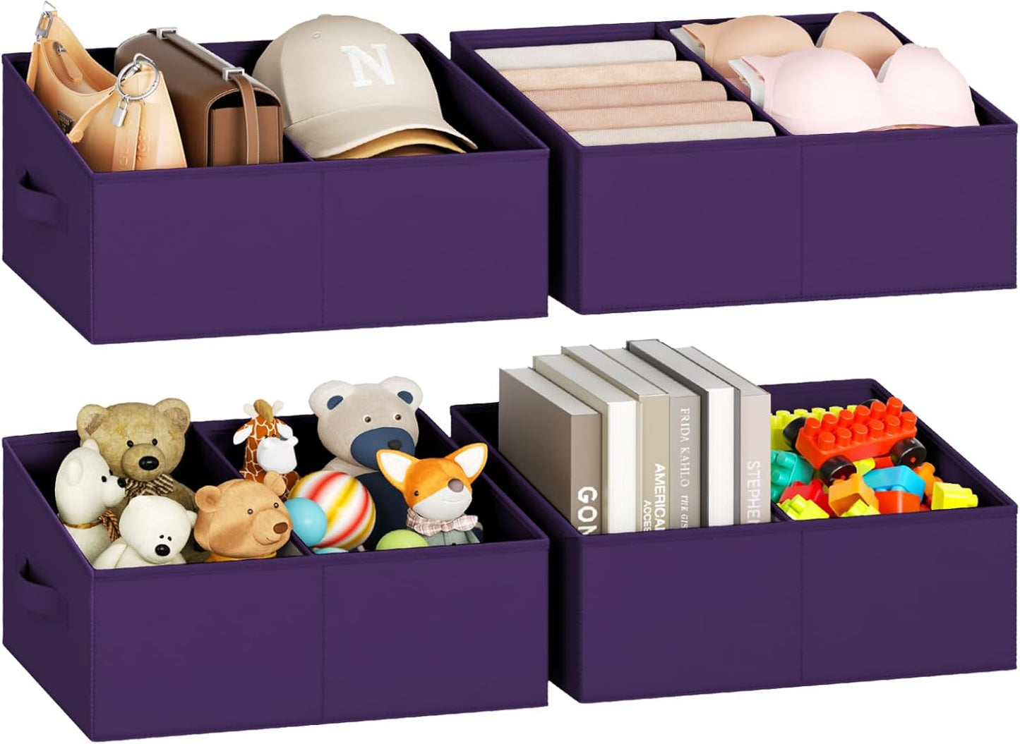 DIMJ Closet Storage Bins, 6 Pack Storage Baskets for Shelves, Foldable Closet Organizer with Handle, Linen Closet Organizers and Storage for Clothes, Toys, Towel, Books (Black)